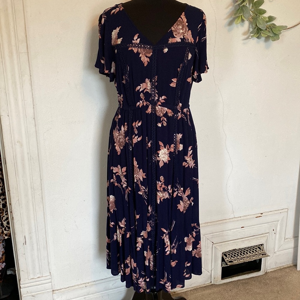 Torrid Navy and Pink Floral Dress